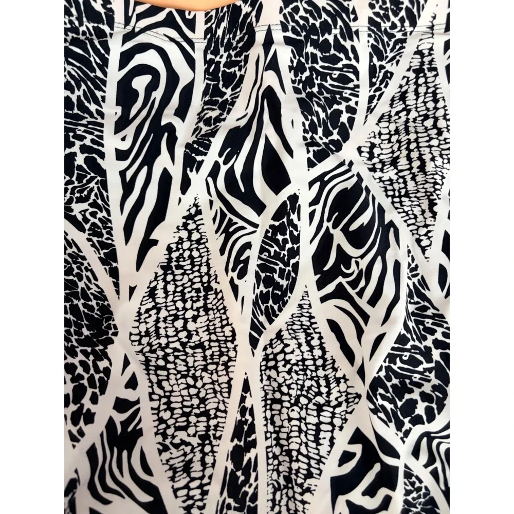 Ceeb Womens Size 14 One‎ Piece Swimsuit Black White Animal Zebra Print Ruched